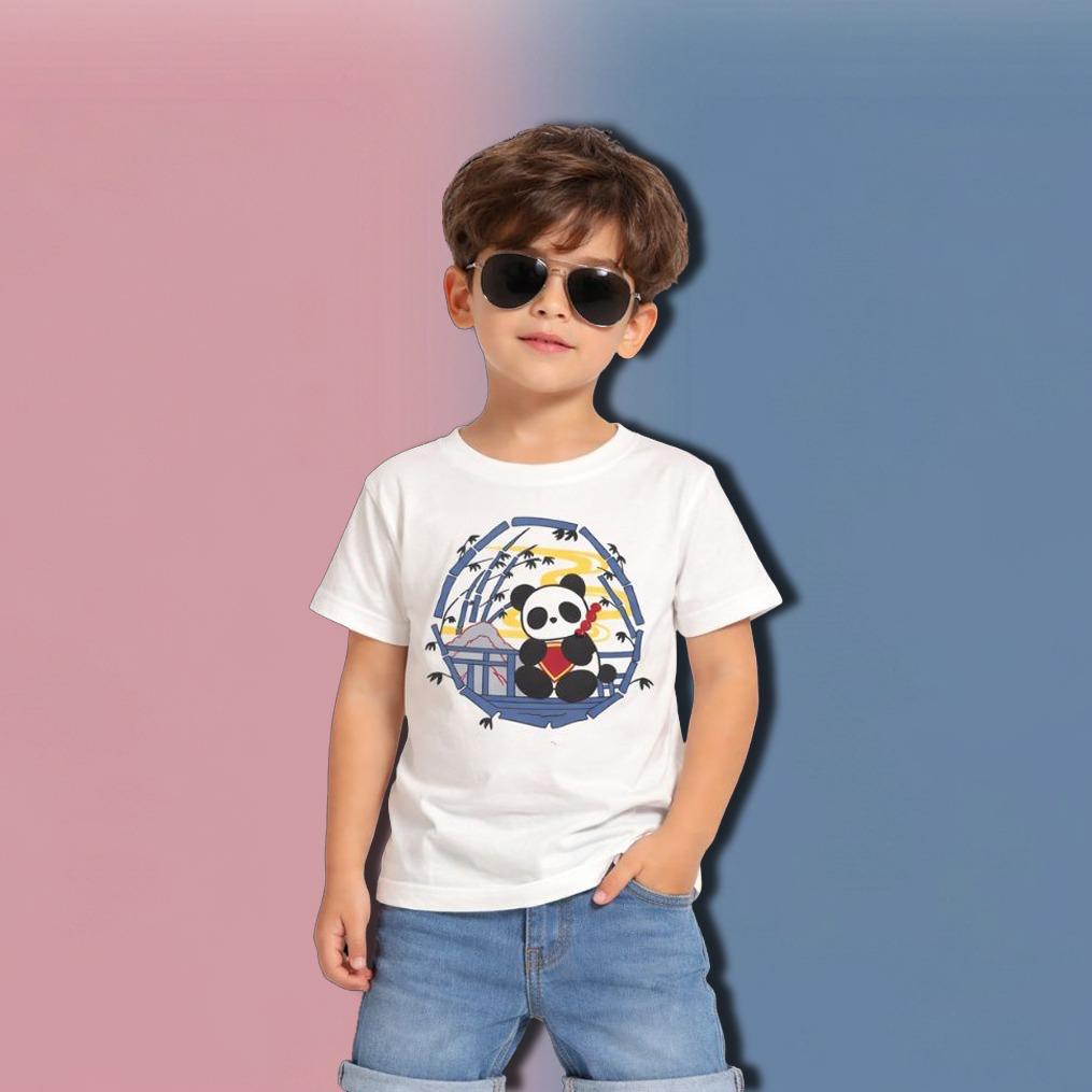 Boys white panda t-shirt