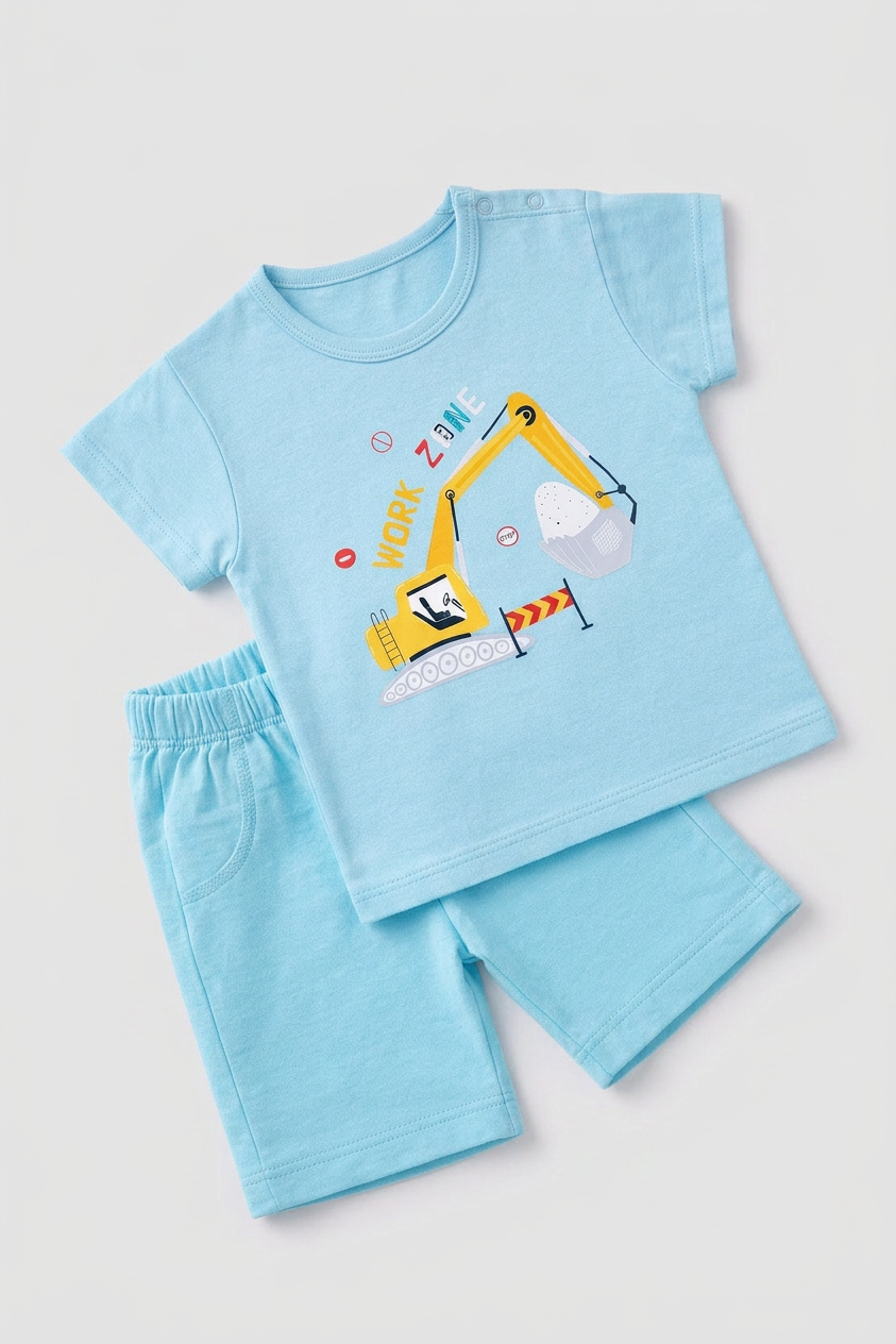 Boys excavator shorts set