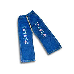 Girls Embroidered Denim Pants