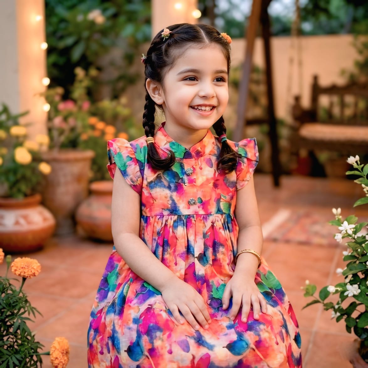 Floral Summer Multicolor Frock