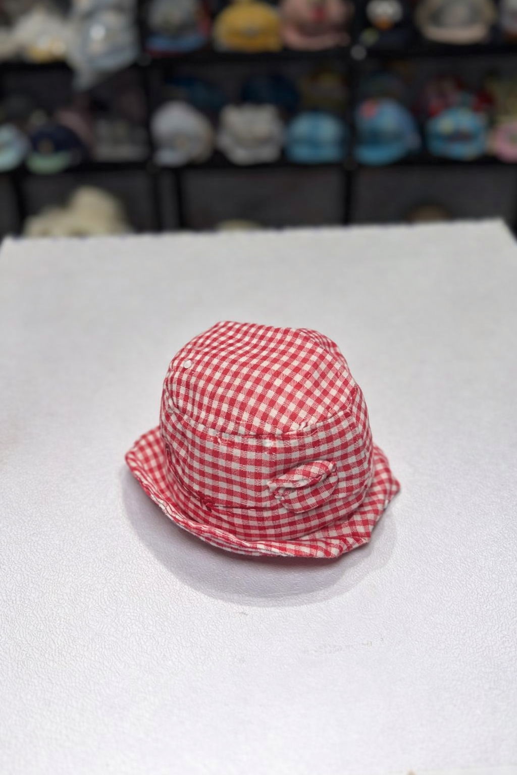 Red Gingham Baby Hat 