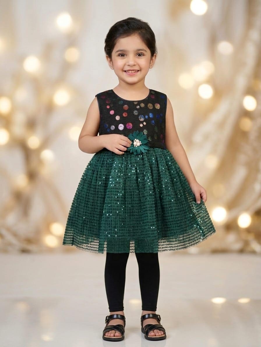 Girls Green Party Frock