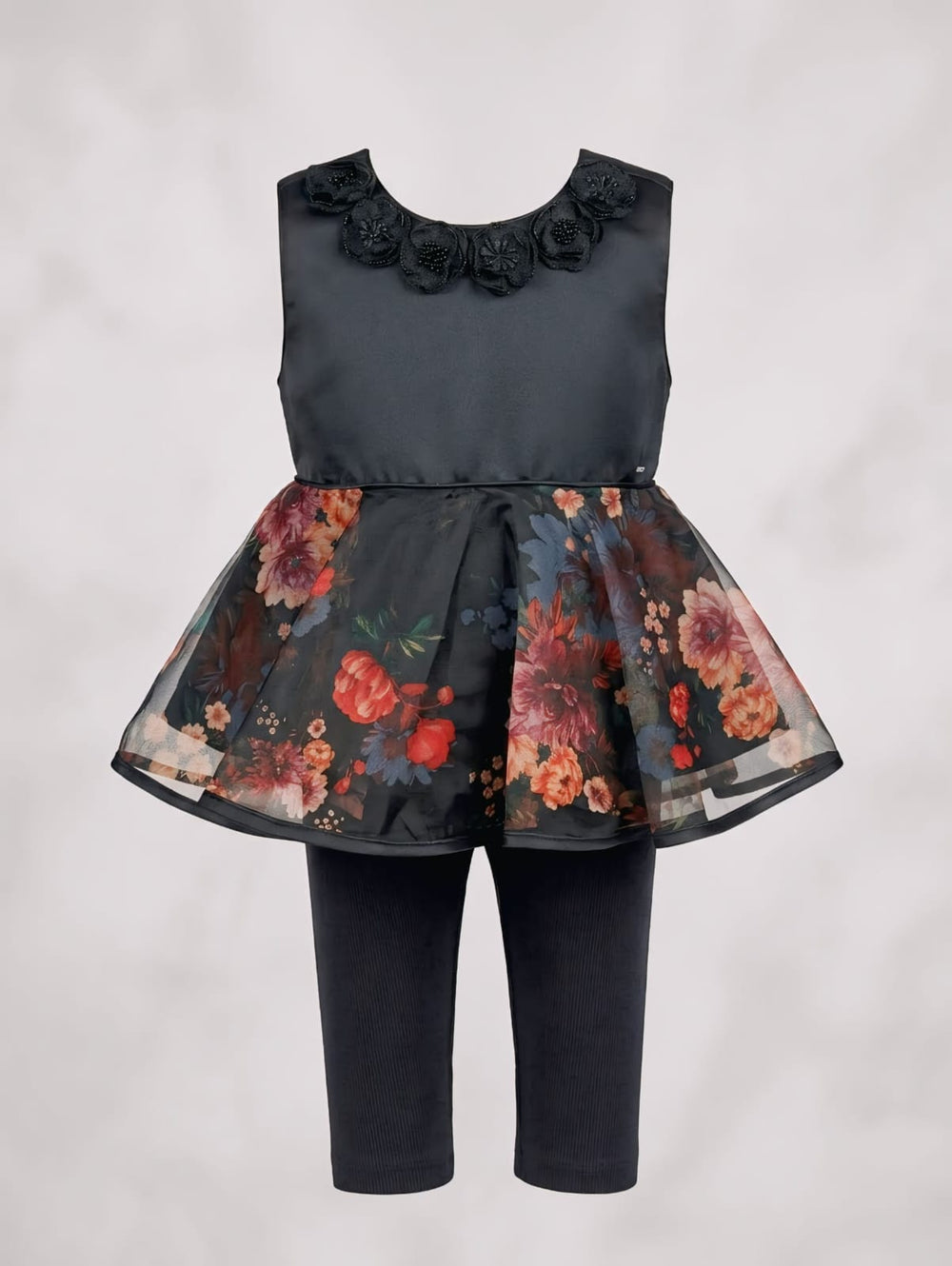 Black Floral Organza Frock