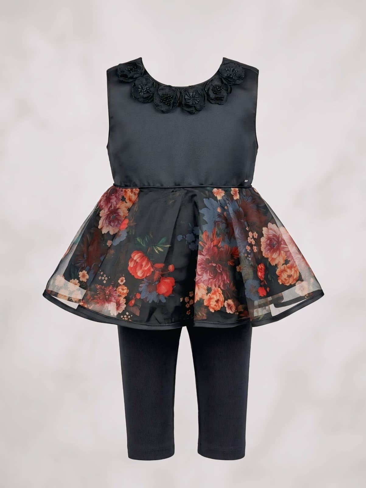Black Floral Organza Frock
