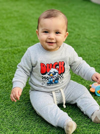 Kids' Cool Duck Graphic Sweatshirt & Jogger Tracksuit Set - Heather Grey