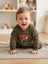 Kids Super Mario "Power Up!" Olive Green Tracksuit & Sweatshirt Set