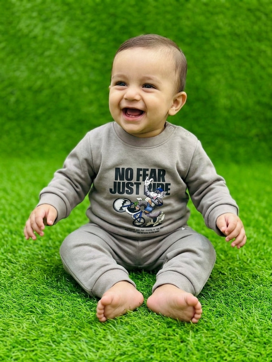Toddler Boys "No Fear Just Ride" Graphic Sweatshirt & Sweatpants 2-Piece Set – Grey