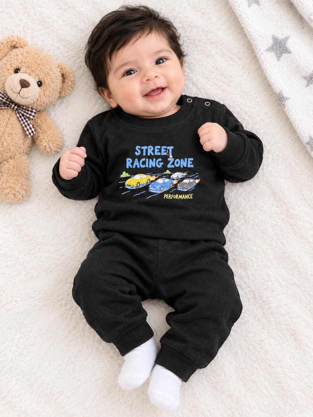 Boys' "Street Racing Zone" 2-Piece Sweatshirt & Jogger Set – Black