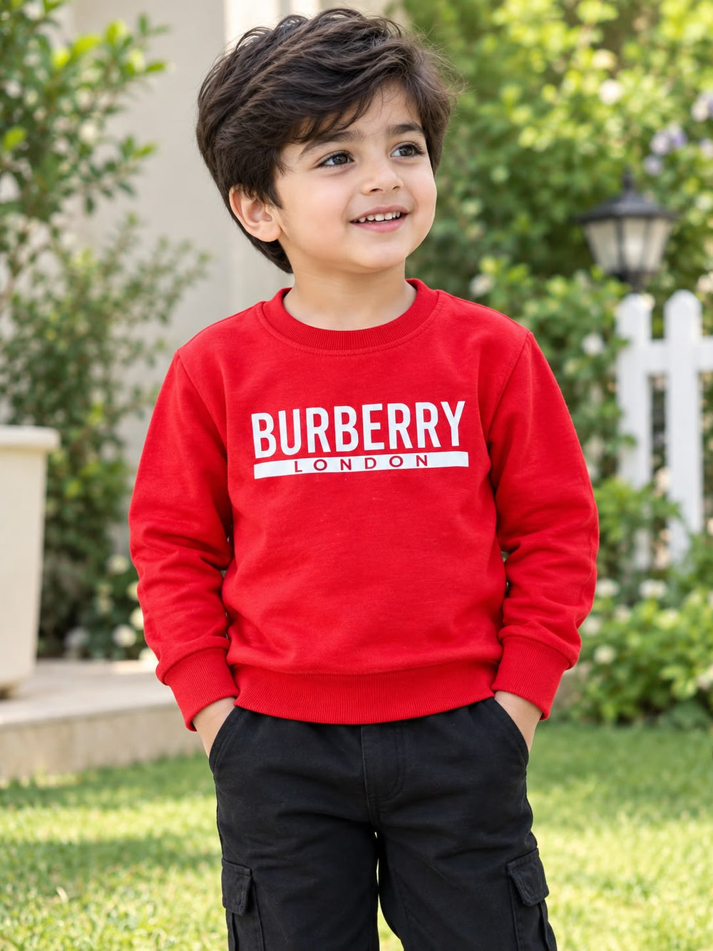 Giggles for Kids Boys Red Fleece Graphic Sweatshirt (Ages 2–10 Years)