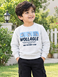 Giggles for Kids Boys Off-White Cartoon Graphic Printed Fleece Sweatshirt (Ages 2–12 Years)