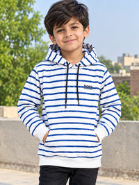Giggles for Kids Boys Blue & White Striped Fleece Hoodie (Ages 2–12 Years)