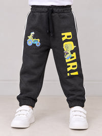 Giggles for Kids Kids Dark Charcoal Dinosaur Fleece Trousers (Ages 0–6 Years)