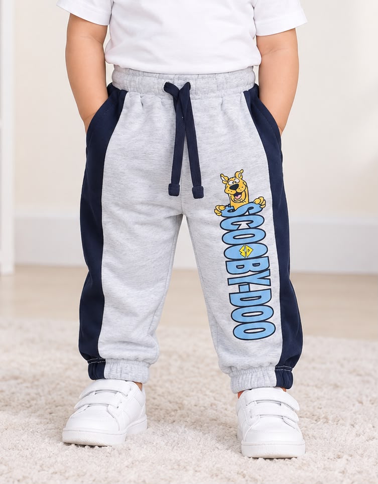 Giggles for Kids Grey & Navy Scooby-Doo Graphic Fleece Trousers (Ages 0–6 Years)