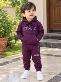 Giggles for Kids Kids Maroon Fleece Hooded Tracksuit Set (Ages 1–6 Years)