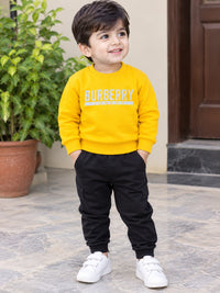 Giggles for Kids Mustard Yellow Graphic Fleece Sweatshirt (Ages 2–12 Years)
