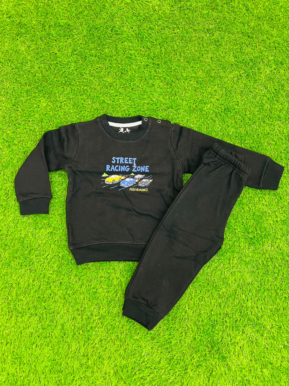 Boys' "Street Racing Zone" 2-Piece Sweatshirt & Jogger Set – Black
