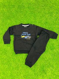 Boys' "Street Racing Zone" 2-Piece Sweatshirt & Jogger Set – Black