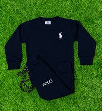 Kids Navy Blue Fleece Winter Tracksuit Set  | Giggles for Kids