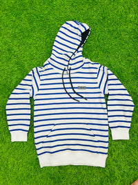 Giggles for Kids Boys Blue & White Striped Fleece Hoodie (Ages 2–12 Years)