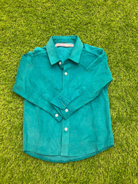 Boys Teal Green Corduroy Long-Sleeve Button-Down Shirt (Ages 1-12)Giggles for Kids