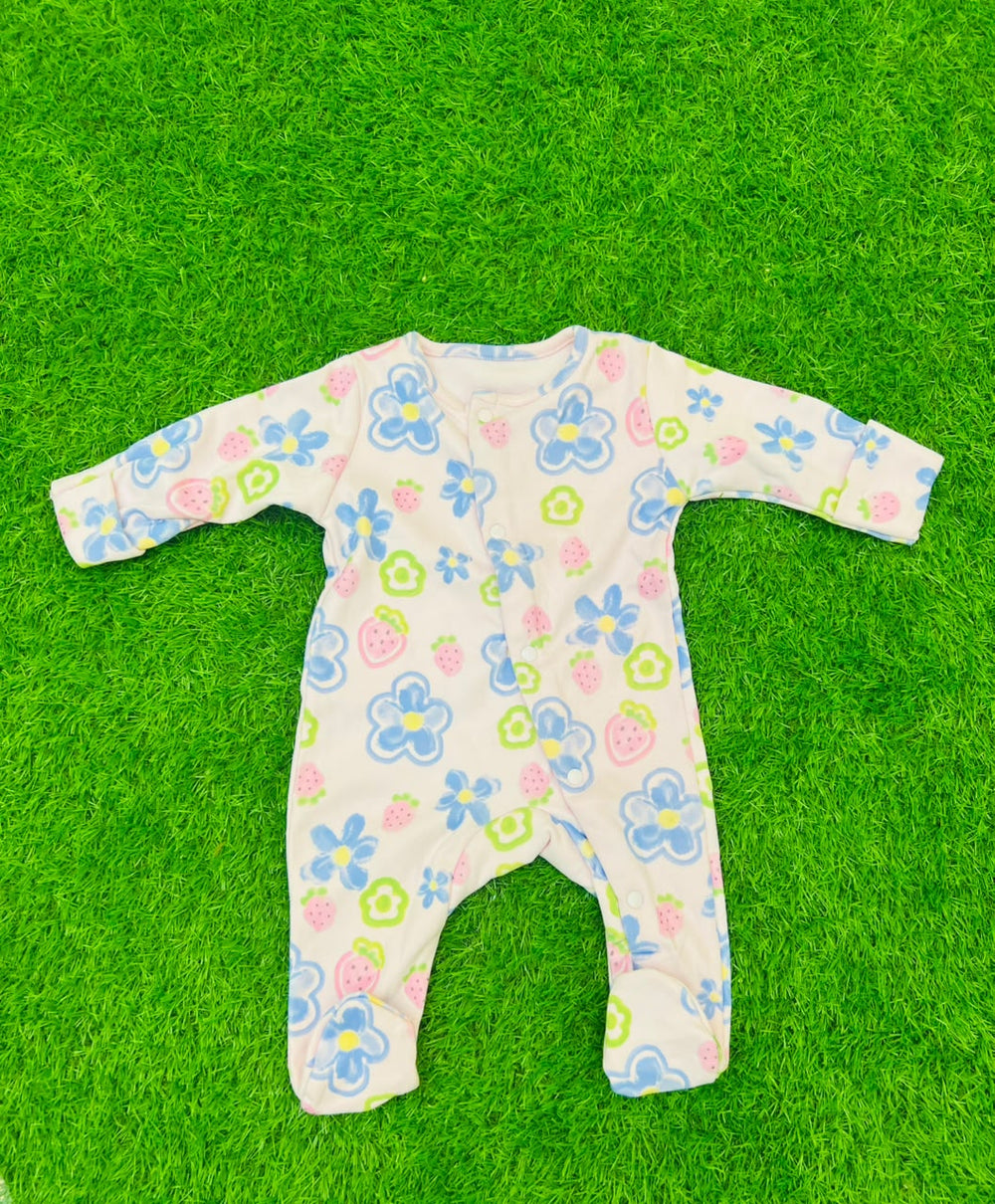 Giggles for Kids Baby Floral & Strawberry Print Footed Sleepsuit (Newborn – 18 Months)