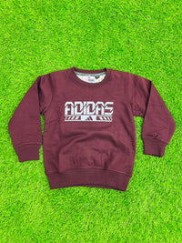 Giggles for Kids Kids Maroon Adidas Printed Fleece Sweatshirt (Ages 2–12 Years)