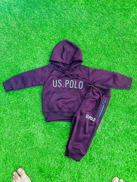 Giggles for Kids Kids Maroon Fleece Hooded Tracksuit Set (Ages 1–6 Years)