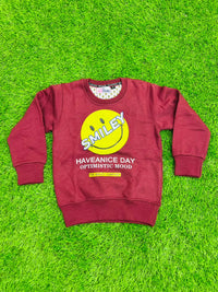 Giggles for Kids Maroon Smiley Graphic Fleece Sweatshirt (Ages 2–12 Years)