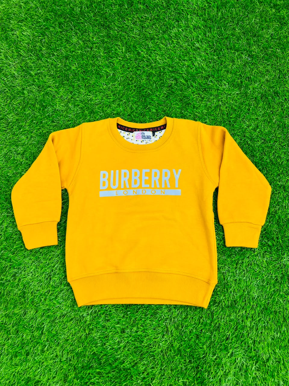 Giggles for Kids Mustard Yellow Graphic Fleece Sweatshirt (Ages 2–12 Years)