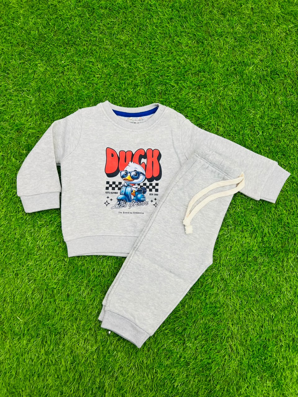 Kids' Cool Duck Graphic Sweatshirt & Jogger Tracksuit Set - Heather Grey