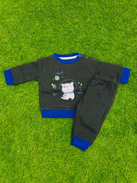Baby Boys Space Astronaut Bear Sweatshirt & Trouser Set – Charcoal & Blue