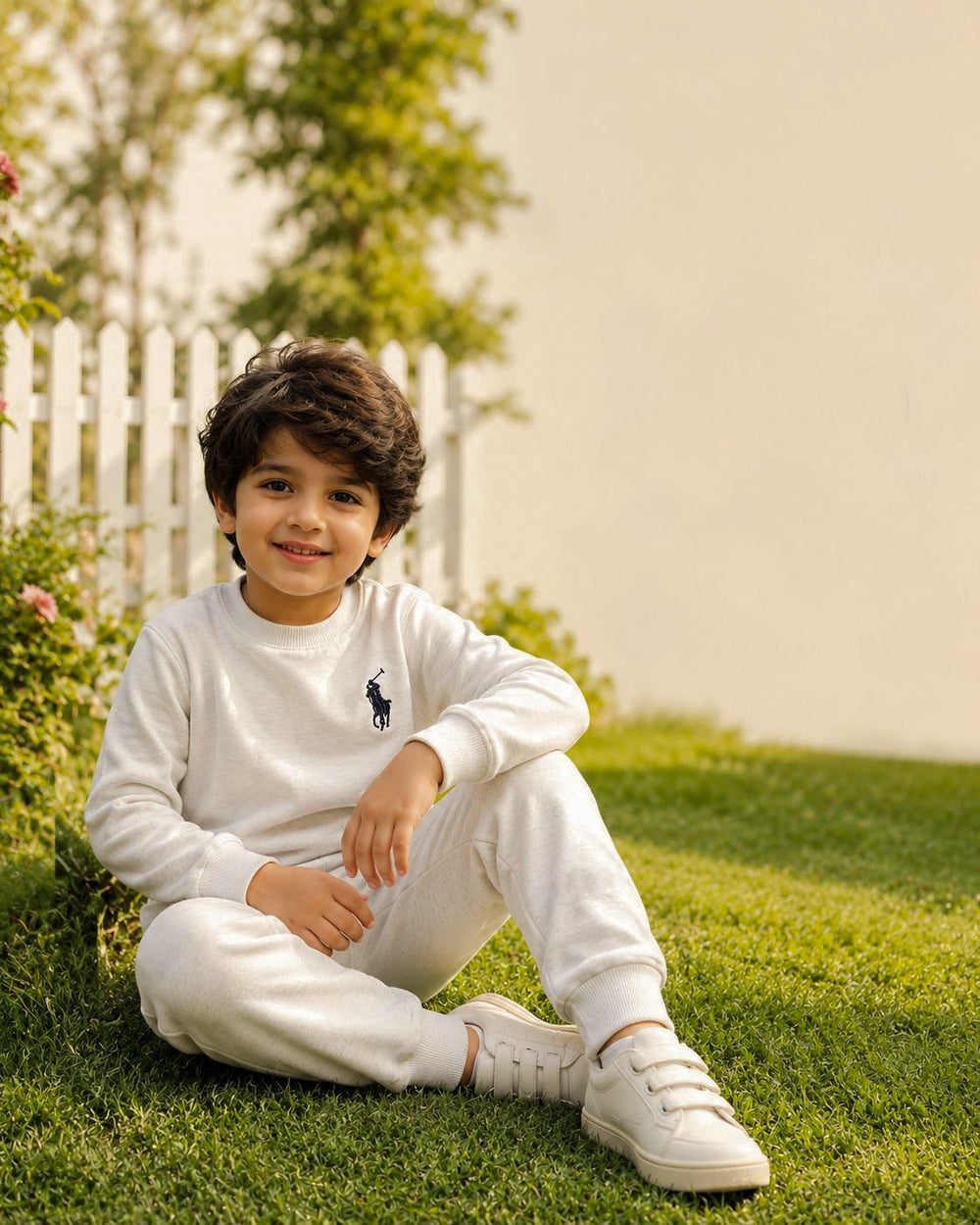 Kids White Fleece Winter Tracksuit Set | Giggles for Kids